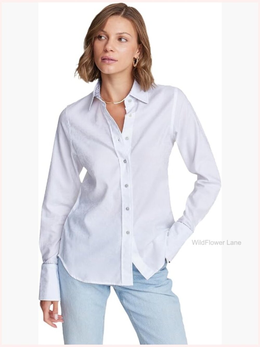 Long Sleeve Button Down Shirt - Classic Fit Cotton Woven Dress Shirt - Picture 1 of 4